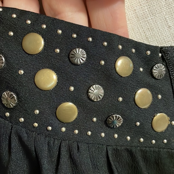 LYS halter zip up embellishment neckline top / blouse black adjustable straps 1X - Picture 3 of 11